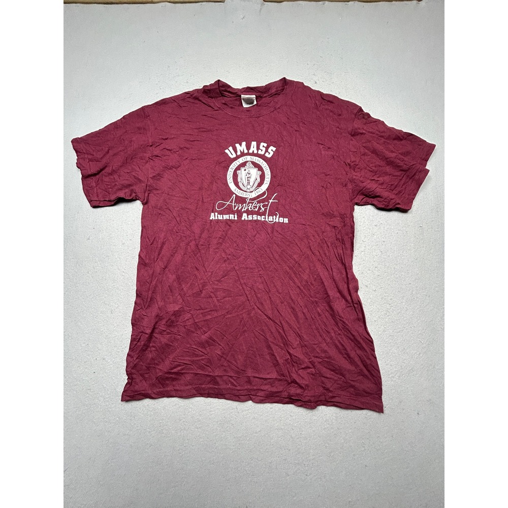 Gildan UMass Amherst T Shirt 100 Cotton Maroon Large Mens